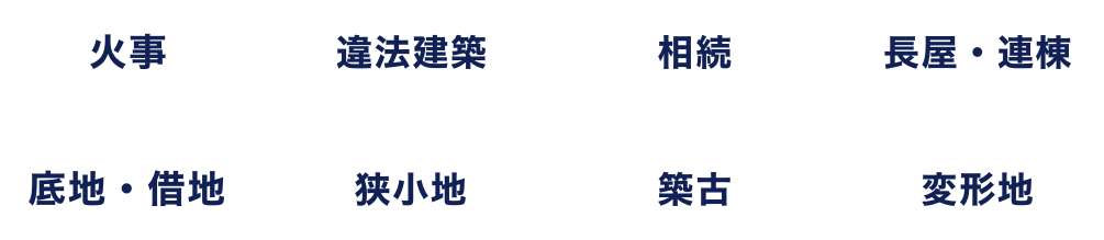 火事／違法建築／相続／長屋・連棟／底地・借地／狭小地／築古／変形地｜訳あり物件買取の一括査定なら「ワケアリ王」